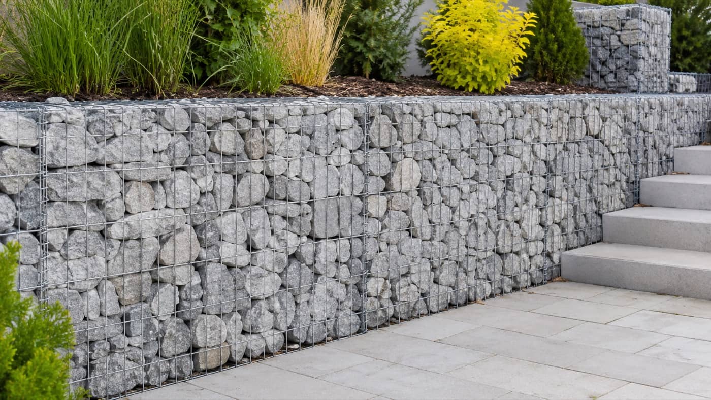 Ebatel Gabion Duvar (Tel Kafes Taş Duvar) — Tel kafes içine taş — istinat ve dekoratif duvar